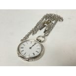 Silver pocket watch & silver chain with key. Posta