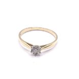 18ct gold diamond solitaire ring. Approx 2.5g. Rin