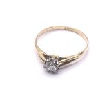 18ct gold diamond solitaire ring. Approx 1.8g. Rin