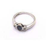 9ct white gold diamond & sapphire ring. Approx 2.2