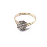 9ct gold diamond cluster ring. A/F. Approx 1.4g. R