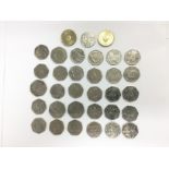 A collection of 50p coins and two Â£2 coins, vario