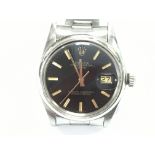 A Rolex Oyster perpetual date. Black dial with ste