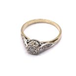 9ct gold diamond solitaire ring. Approx 1.8g. Ring