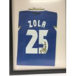 A framed and glazed Gianfranco Zola signed Chelsea