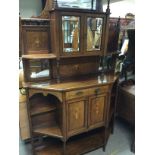 A Edwardian rose wood display cabinet with mirrore