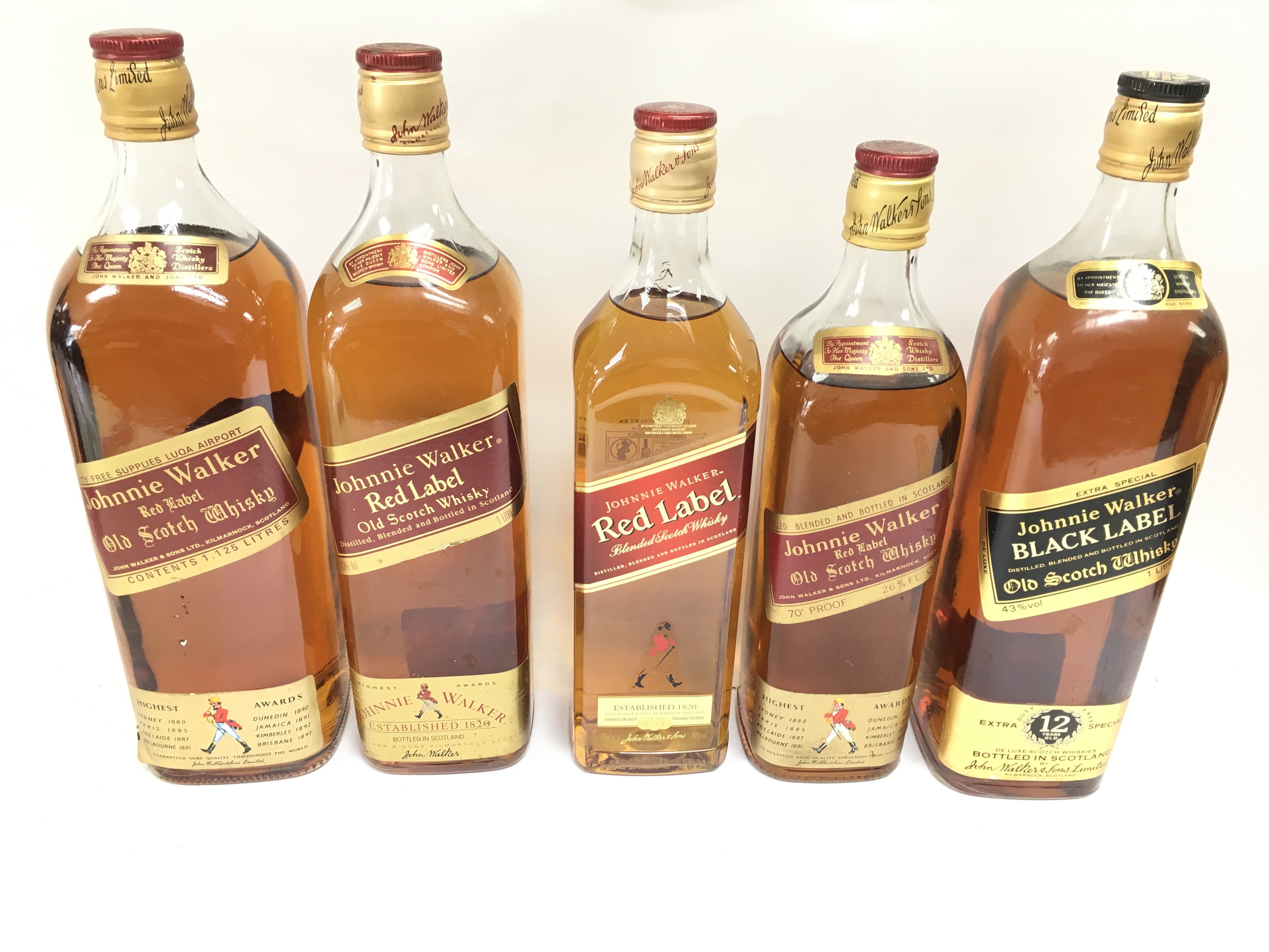 Collection of Johnnie Walker whisky including red