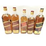Collection of Johnnie Walker whisky including red