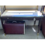 Writing Desk High Gloss Ebony Wood With Tooled Lea