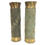 A pair of named shell cases, Alsace & Lorraine. Po