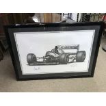 A limited edition Damon hill print signed in penci