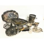 A collection of silver plate items including dishe