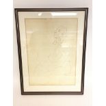 Framed French pencil sketch K Grez- Sur- Loing, No