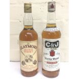 Two bottles of whisky , postage cat D- NO RESERVE