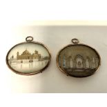 2 gilt metal Mughal framed hand painted miniatures