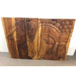 A pair of carved hardwood plaques NO RESERVE