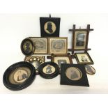 A collection of framed Victorian Victorian miniatu