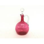 Cranberry decanter 25cm tall postage cat D