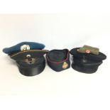 Six caps, including the Girls brigade, NATO beret,