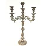 A silver plated candelabra, approximate height of