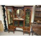 A large edwardian mirror backed display cabinet 14