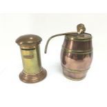 A copper tobacco box and a copper money box (2). S