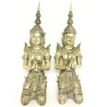 Pair of kneeling Thai Teppanom bronzed statues , p