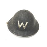 A World War II warden helmet.