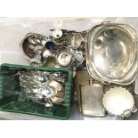 A box of silver plate to include a large quantity