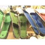 A collection of 10 various old violin cases.