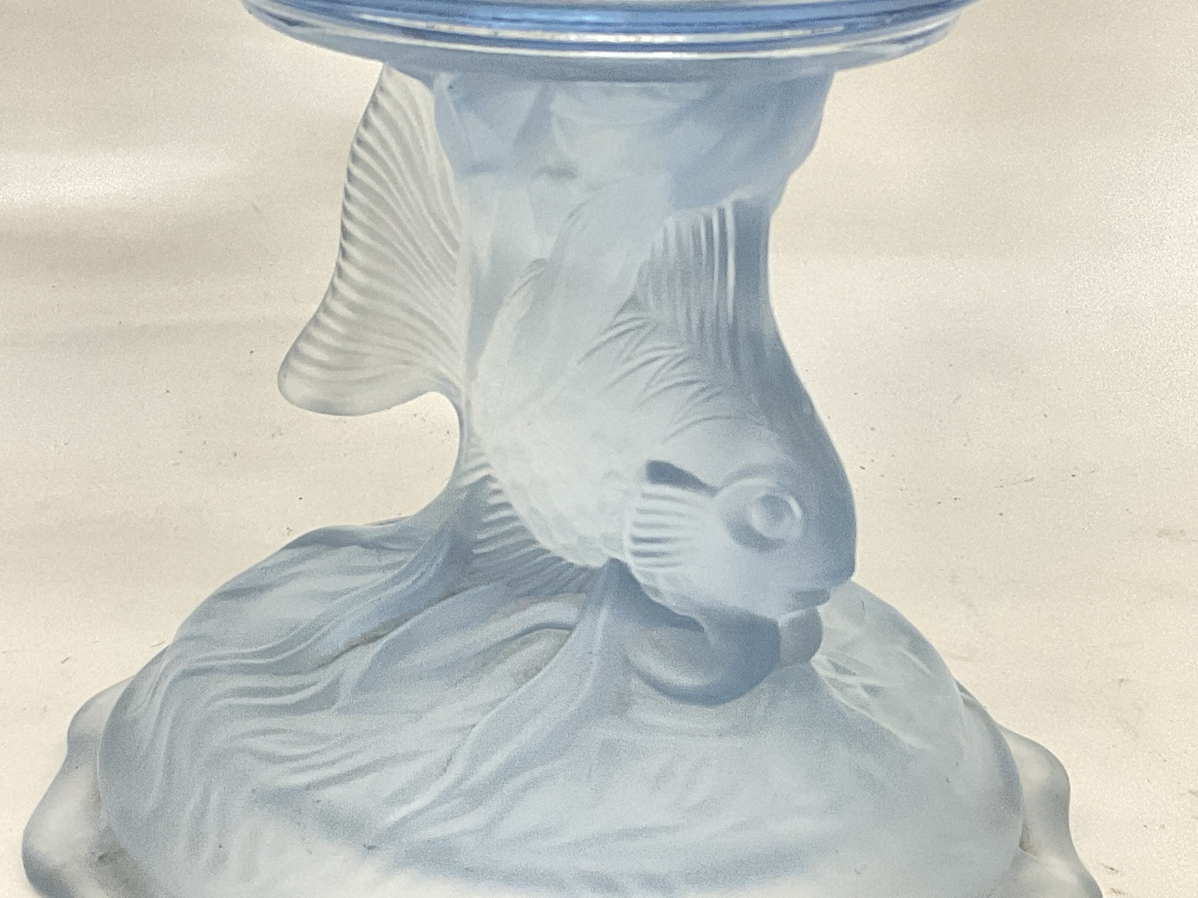 1930s pale blue glass bowls, 12 & 18cm tall. posta - Image 2 of 3