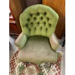 A small upholstered Victorian nursing chair. (D).