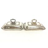 Victorian silver plated entree dishes with handles