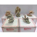Five boxed Enchantica figures of dragons. Shipping
