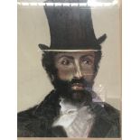 A framed pastel portrait of Victorian gentleman un