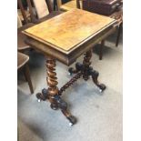 A Victorian walnut work table, approximate dimensi