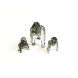 3 Swarovski Gorilla ornaments from the Endangered