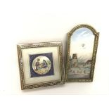 A small framed French watercolour in a gilt frame