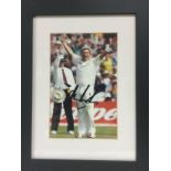 Three signed cricketer prints comprising Shane War