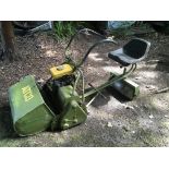 A Vintage ATCO power assisted ride on mower with wide blade grass collecting box and detachable