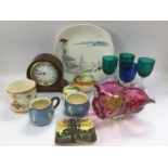 A tray of mixed ceramics and glass including Watco