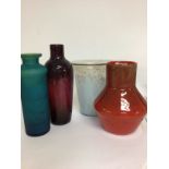 A collection of four art glass vases