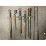 6 Various bayonets to include. A French 1886 Patte