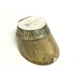 A 19th century mounted horse hoof inkwell with sil