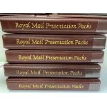 6 Royal Mail Presentation pack albums. Approx 30 p