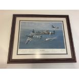 A framed WWII RAF signed painting. Approx 57x47cm.
