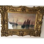 A small gilt framed oil painting Marine study with