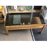 Oak wood smoked glass table NO RESERVE