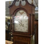 An inlaid oak and mahogany cross banded longcase c