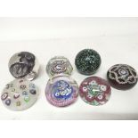 A collection of seven paperweights Millefiori poss